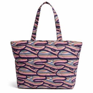 Vera Bradley Retro Ribbons Ultralight East West Large Tote Preppy Travel NWT